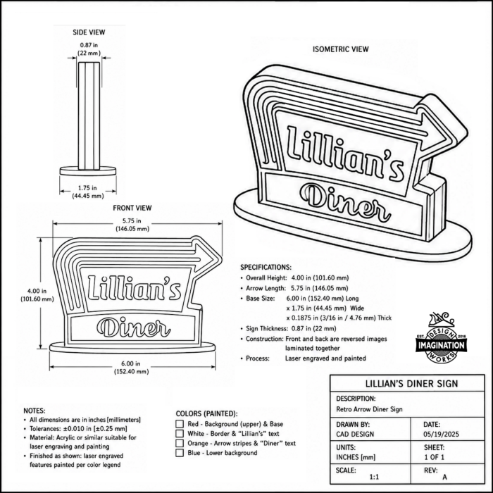 Lillian Sign CAD Drawing