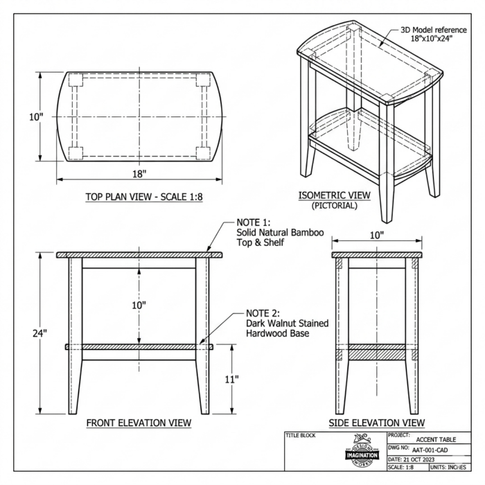 Accent table CAD drawing